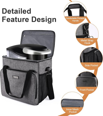 Coffee Maker Travel Bag Compatible with Keurig K-Slim, Keurig K-Supreme or Other Accessories, Portable Coffee Maker Case with Shoulder Strap for Travel, Grey