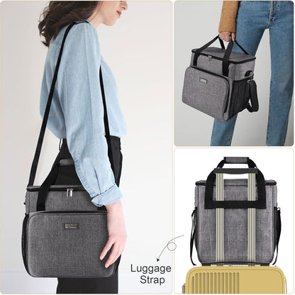 Coffee Maker Travel Bag Compatible with Keurig K-Slim, Keurig K-Supreme or Other Accessories, Portable Coffee Maker Case with Shoulder Strap for Travel, Grey