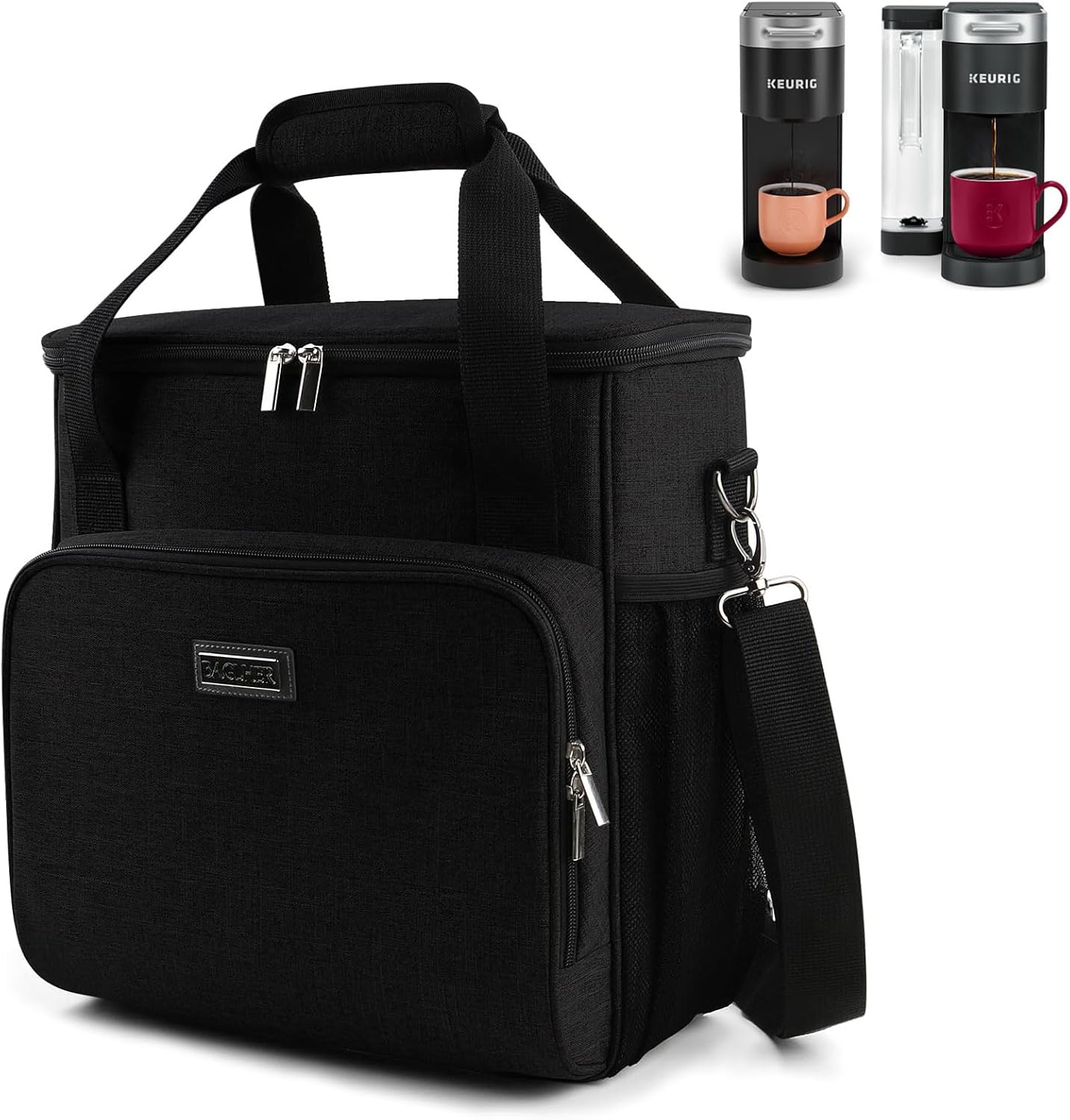Coffee Maker Travel Bag Compatible with Keurig K-Slim, Keurig K-Supreme or Other Accessories, Portable Coffee Maker Case with Shoulder Strap for Travel, Grey