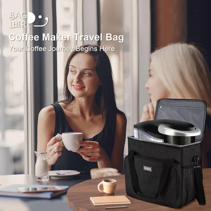 Coffee Maker Travel Bag Compatible with Keurig K-Slim, Keurig K-Supreme or Other Accessories, Portable Coffee Maker Case with Shoulder Strap for Travel, Grey