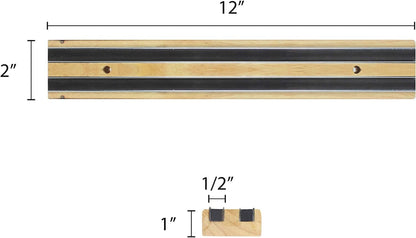 24" Magnetic Wooden Knife Tool Bar with Two Magnetic Strips - Multi-Purpose Knife Holder & Organizer