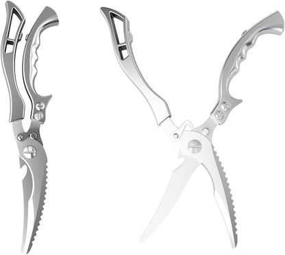 Heavy Duty Stainless Steel Kitchen Scissors, Multi-functional Poultry Shears, Ultra Sharp Easy to Clean Meat Scissors for Chicken, Bone, Meat, Fish, Vegetables & Fruits (A)