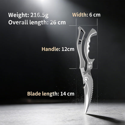 Heavy Duty Stainless Steel Kitchen Scissors, Multi-functional Poultry Shears, Ultra Sharp Easy to Clean Meat Scissors for Chicken, Bone, Meat, Fish, Vegetables & Fruits (A)