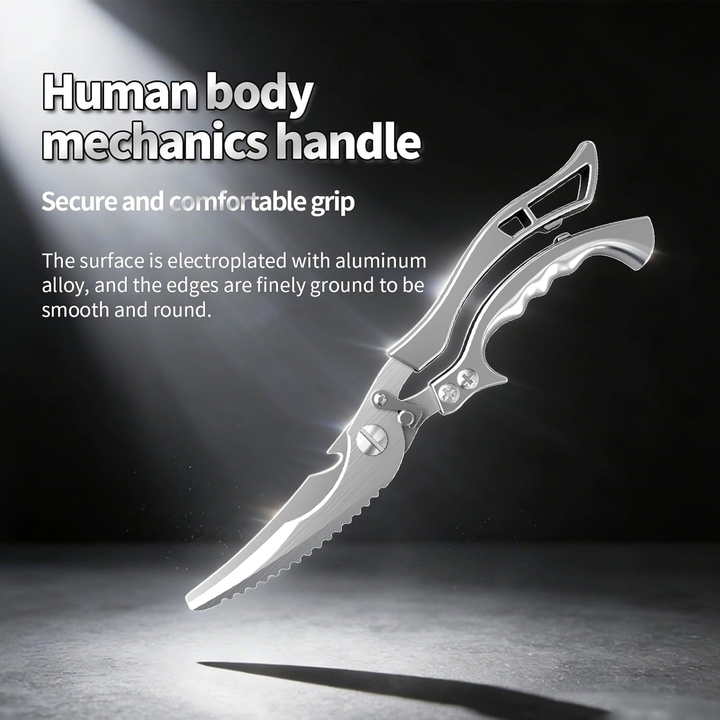 Heavy Duty Stainless Steel Kitchen Scissors, Multi-functional Poultry Shears, Ultra Sharp Easy to Clean Meat Scissors for Chicken, Bone, Meat, Fish, Vegetables & Fruits (A)