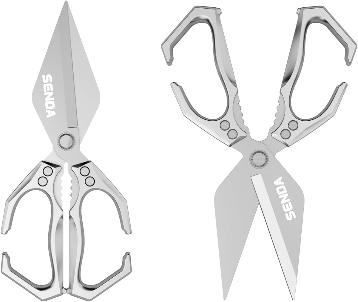Heavy Duty Stainless Steel Kitchen Scissors, Multi-functional Poultry Shears, Ultra Sharp Easy to Clean Meat Scissors for Chicken, Bone, Meat, Fish, Vegetables & Fruits (A)