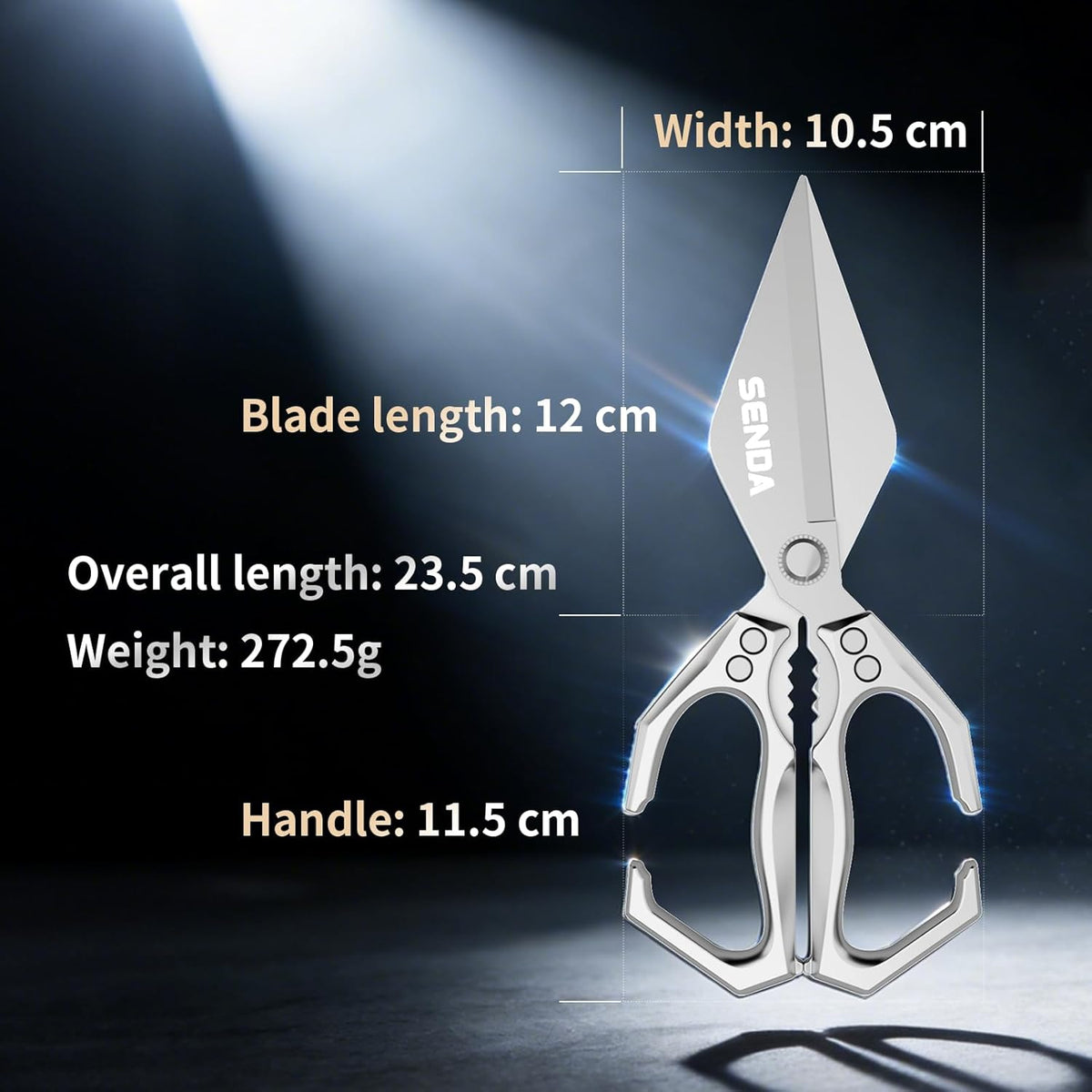 Heavy Duty Stainless Steel Kitchen Scissors, Multi-functional Poultry Shears, Ultra Sharp Easy to Clean Meat Scissors for Chicken, Bone, Meat, Fish, Vegetables & Fruits (A)