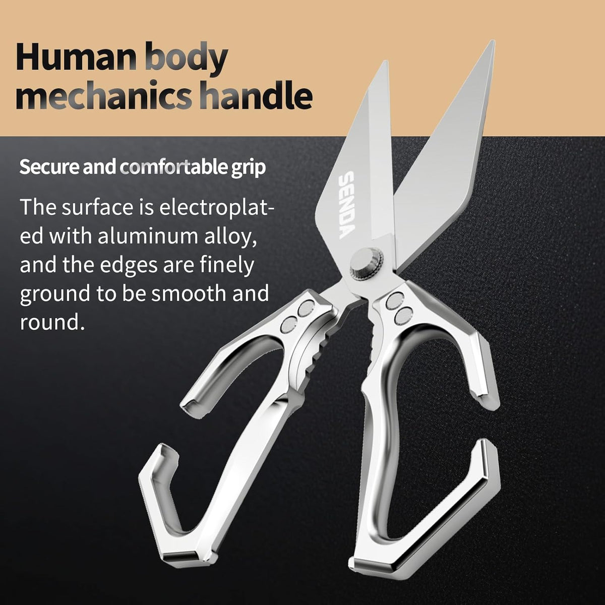 Heavy Duty Stainless Steel Kitchen Scissors, Multi-functional Poultry Shears, Ultra Sharp Easy to Clean Meat Scissors for Chicken, Bone, Meat, Fish, Vegetables & Fruits (A)