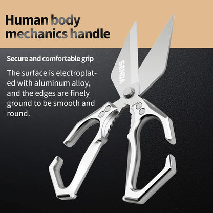 Heavy Duty Stainless Steel Kitchen Scissors, Multi-functional Poultry Shears, Ultra Sharp Easy to Clean Meat Scissors for Chicken, Bone, Meat, Fish, Vegetables & Fruits (A)