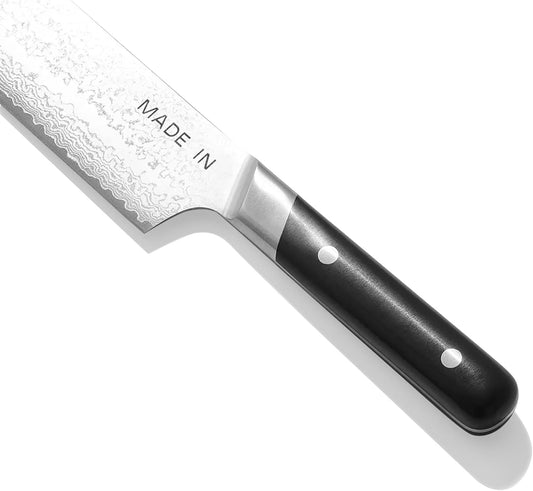 Cookware - 6" Japanese Damascus Steel Nakiri Knife - 66 Layers of Damascus Steel with a VG-10 Core - Crafted in Japan - Full Tang With Black POM Handle