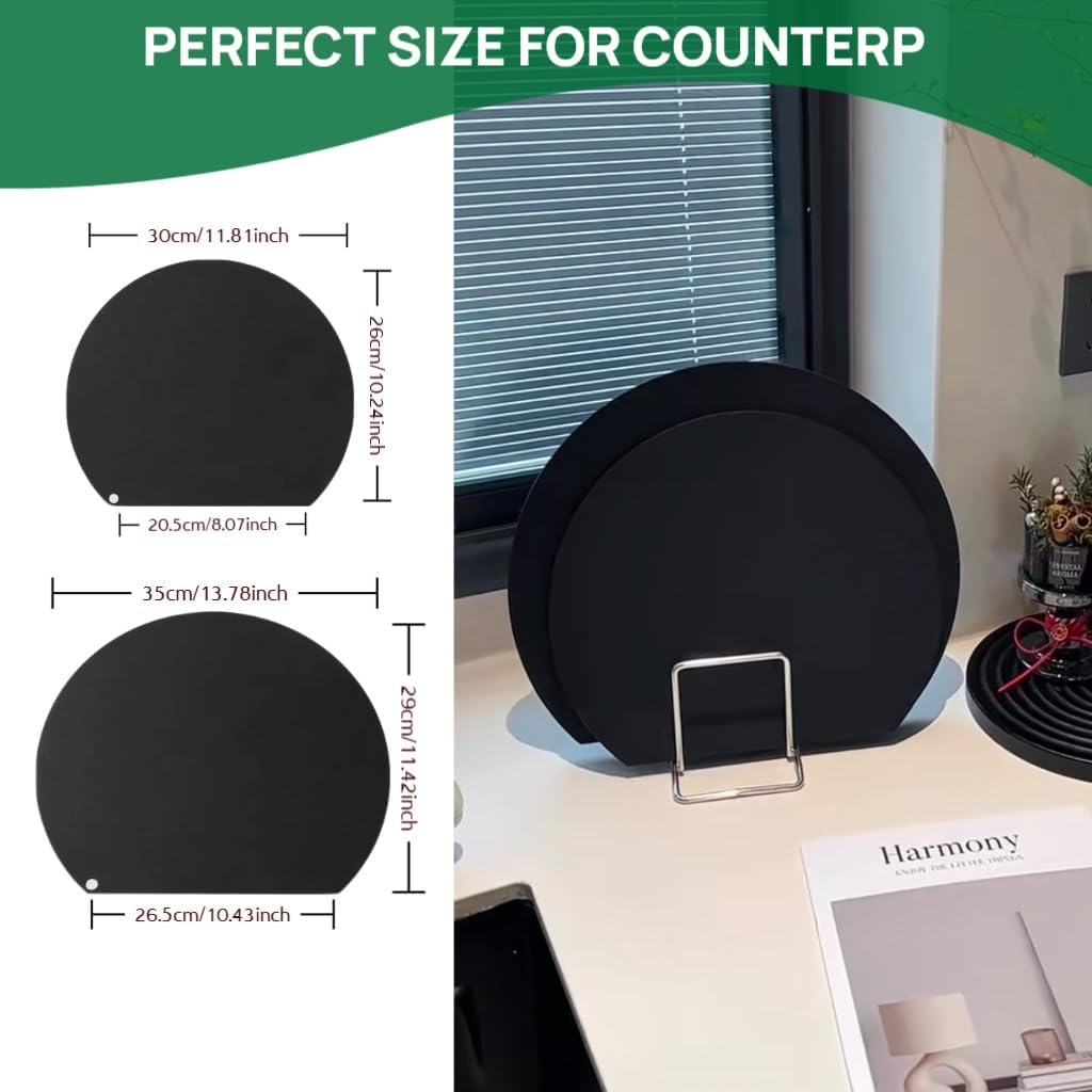 Rubber Cutting Board, TPU Cutting Mats for Kitchen, Thin Cutting Boards Plastic Flexible, Unique D Shape Black, Non-Slip Kitchen Cutting Boards, Dishwasher Safe, BPA Free,(1PC, Black-D Shape)