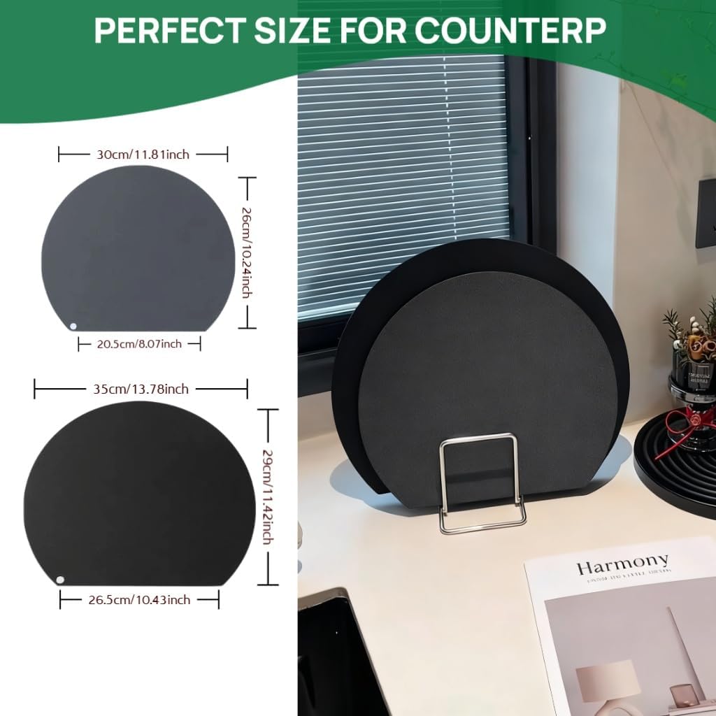 Rubber Cutting Board, TPU Cutting Mats for Kitchen, Thin Cutting Boards Plastic Flexible, Unique D Shape Black, Non-Slip Kitchen Cutting Boards, Dishwasher Safe, BPA Free,(1PC, Black-D Shape)