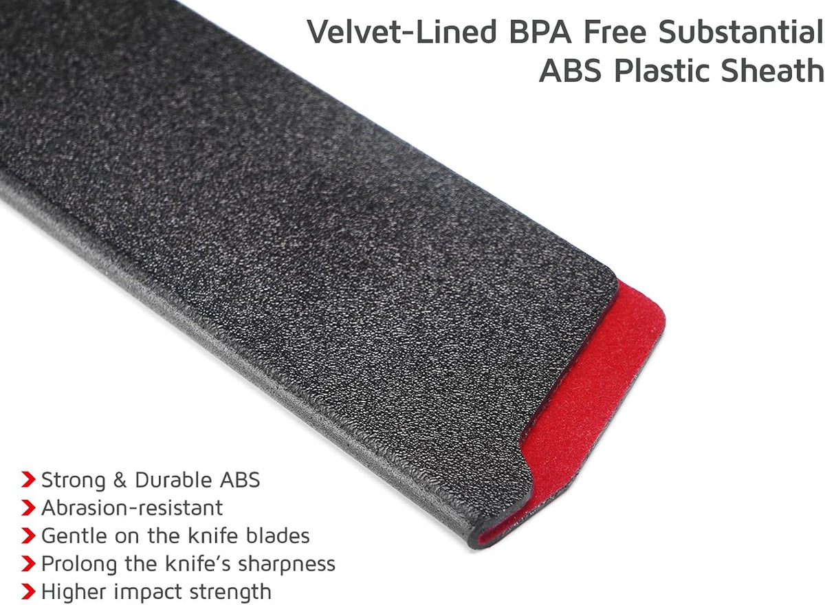 Knife Edge Guards Set, 2 Piece 12 Inch Universal Blade Covers, BPA Free ABS Protective Long Blade Sheaths, Non-Scratch Felt Lining Kitchen Knives Covers (Knives not included)