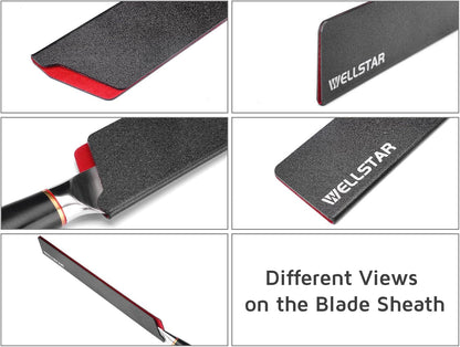 Knife Edge Guards Set, 2 Piece 12 Inch Universal Blade Covers, BPA Free ABS Protective Long Blade Sheaths, Non-Scratch Felt Lining Kitchen Knives Covers (Knives not included)