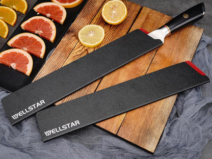 Knife Edge Guards Set, 2 Piece 12 Inch Universal Blade Covers, BPA Free ABS Protective Long Blade Sheaths, Non-Scratch Felt Lining Kitchen Knives Covers (Knives not included)