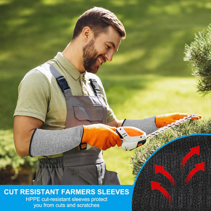 Cut Resistant Sleeves with Finger Grips Forearm Protective Sleeves Level 5 Protection Arm Safety Protectors Sleeves