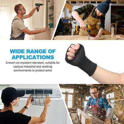 Cut Resistant Sleeves with Finger Grips Forearm Protective Sleeves Level 5 Protection Arm Safety Protectors Sleeves