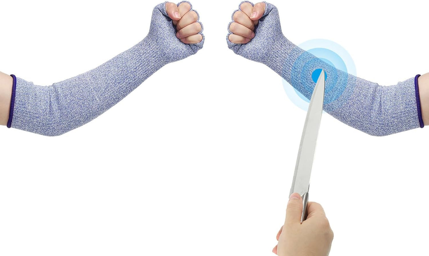 Cut Resistant Sleeves with Finger Grips Forearm Protective Sleeves Level 5 Protection Arm Safety Protectors Sleeves