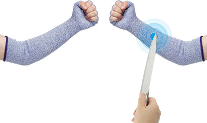 Cut Resistant Sleeves with Finger Grips Forearm Protective Sleeves Level 5 Protection Arm Safety Protectors Sleeves