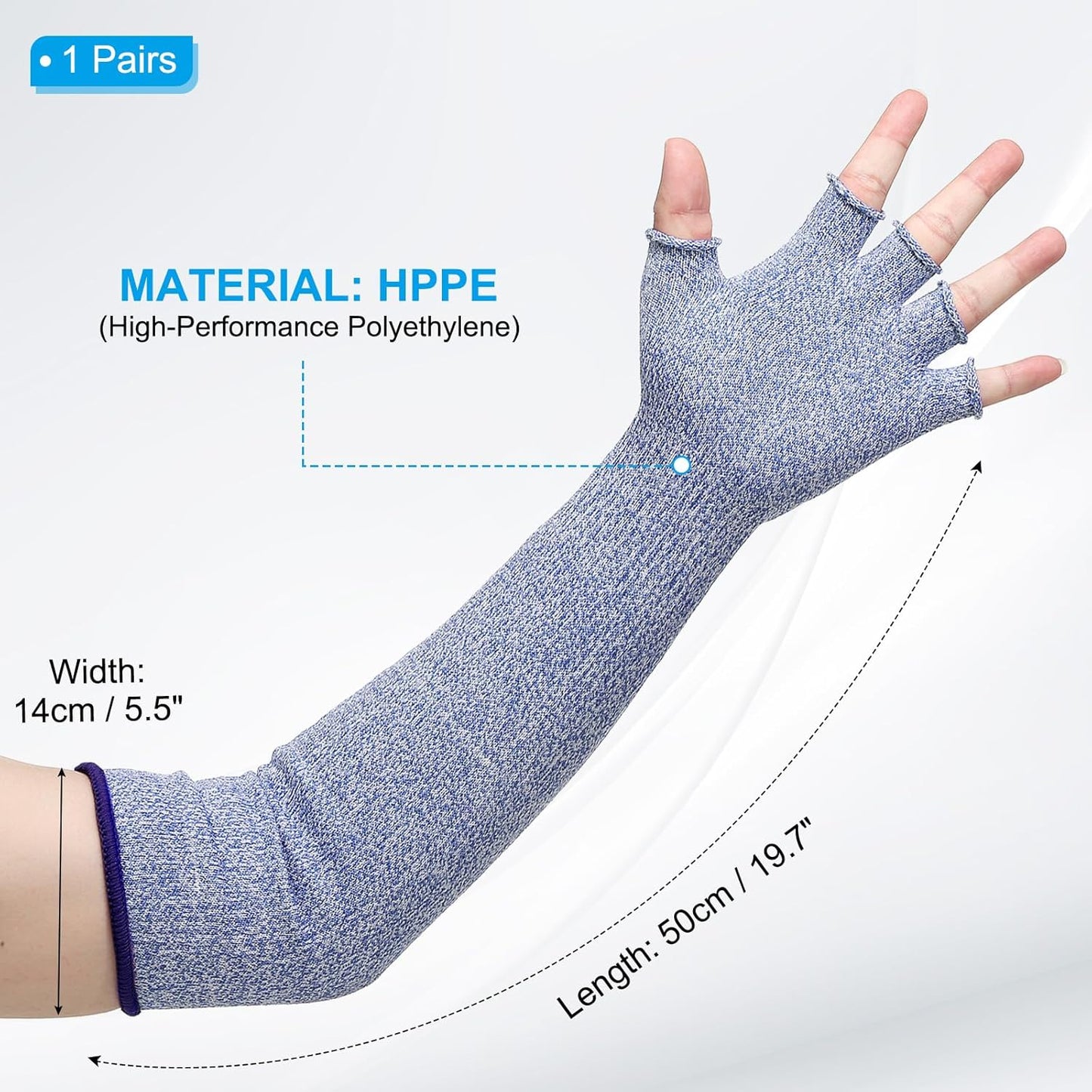 Cut Resistant Sleeves with Finger Grips Forearm Protective Sleeves Level 5 Protection Arm Safety Protectors Sleeves