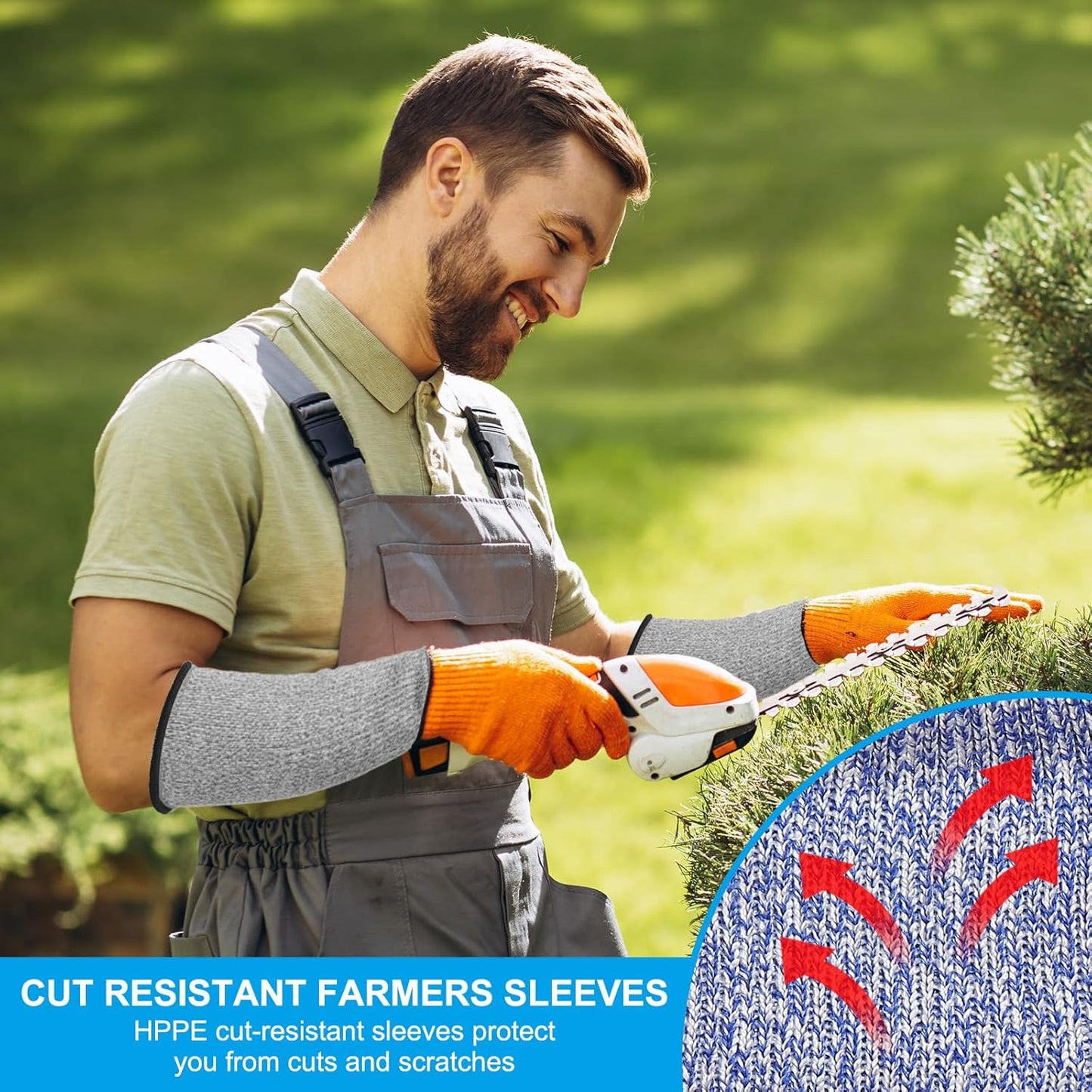 Cut Resistant Sleeves with Finger Grips Forearm Protective Sleeves Level 5 Protection Arm Safety Protectors Sleeves