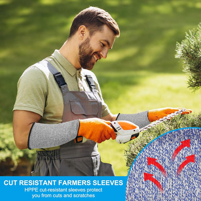 Cut Resistant Sleeves with Finger Grips Forearm Protective Sleeves Level 5 Protection Arm Safety Protectors Sleeves