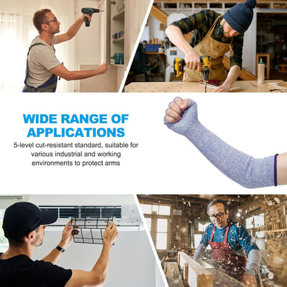 Cut Resistant Sleeves with Finger Grips Forearm Protective Sleeves Level 5 Protection Arm Safety Protectors Sleeves
