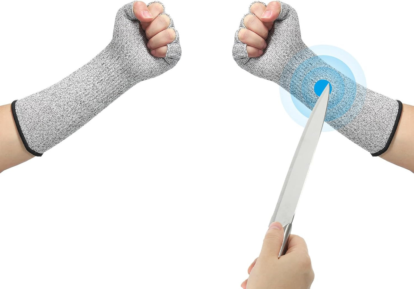Cut Resistant Sleeves with Finger Grips Forearm Protective Sleeves Level 5 Protection Arm Safety Protectors Sleeves