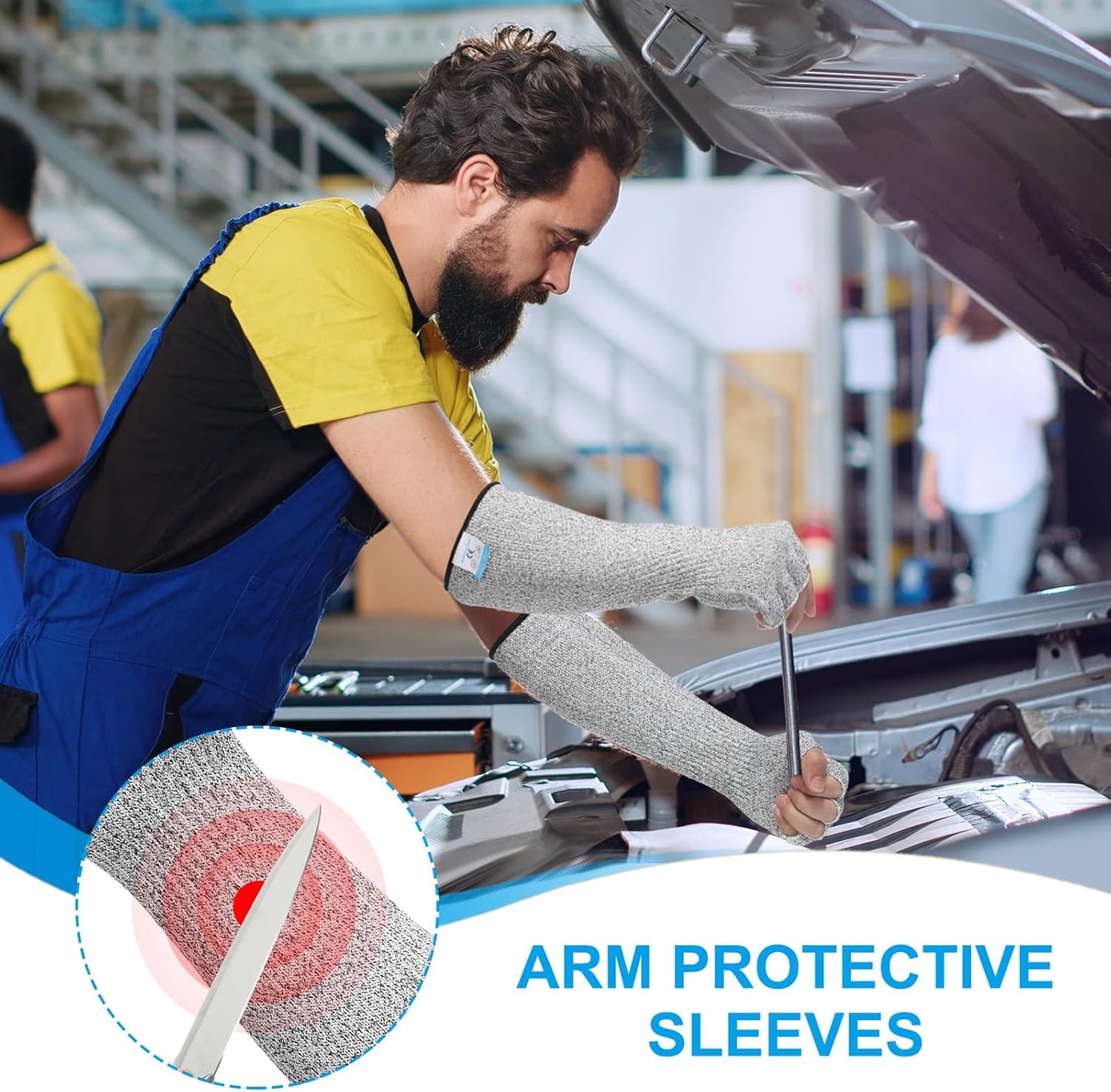 Cut Resistant Sleeves with Finger Grips Forearm Protective Sleeves Level 5 Protection Arm Safety Protectors Sleeves