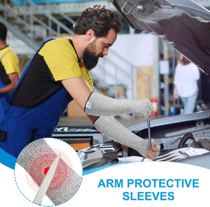 Cut Resistant Sleeves with Finger Grips Forearm Protective Sleeves Level 5 Protection Arm Safety Protectors Sleeves