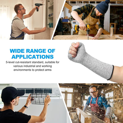 Cut Resistant Sleeves with Finger Grips Forearm Protective Sleeves Level 5 Protection Arm Safety Protectors Sleeves