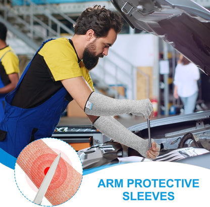 Cut Resistant Sleeves with Finger Grips Forearm Protective Sleeves Level 5 Protection Arm Safety Protectors Sleeves