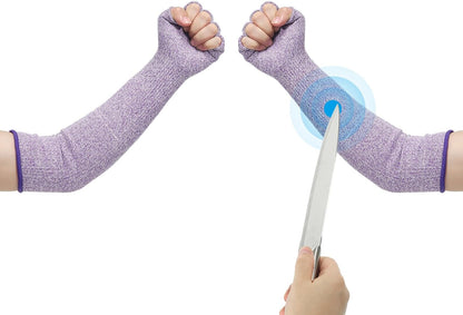 Cut Resistant Sleeves with Finger Grips Forearm Protective Sleeves Level 5 Protection Arm Safety Protectors Sleeves