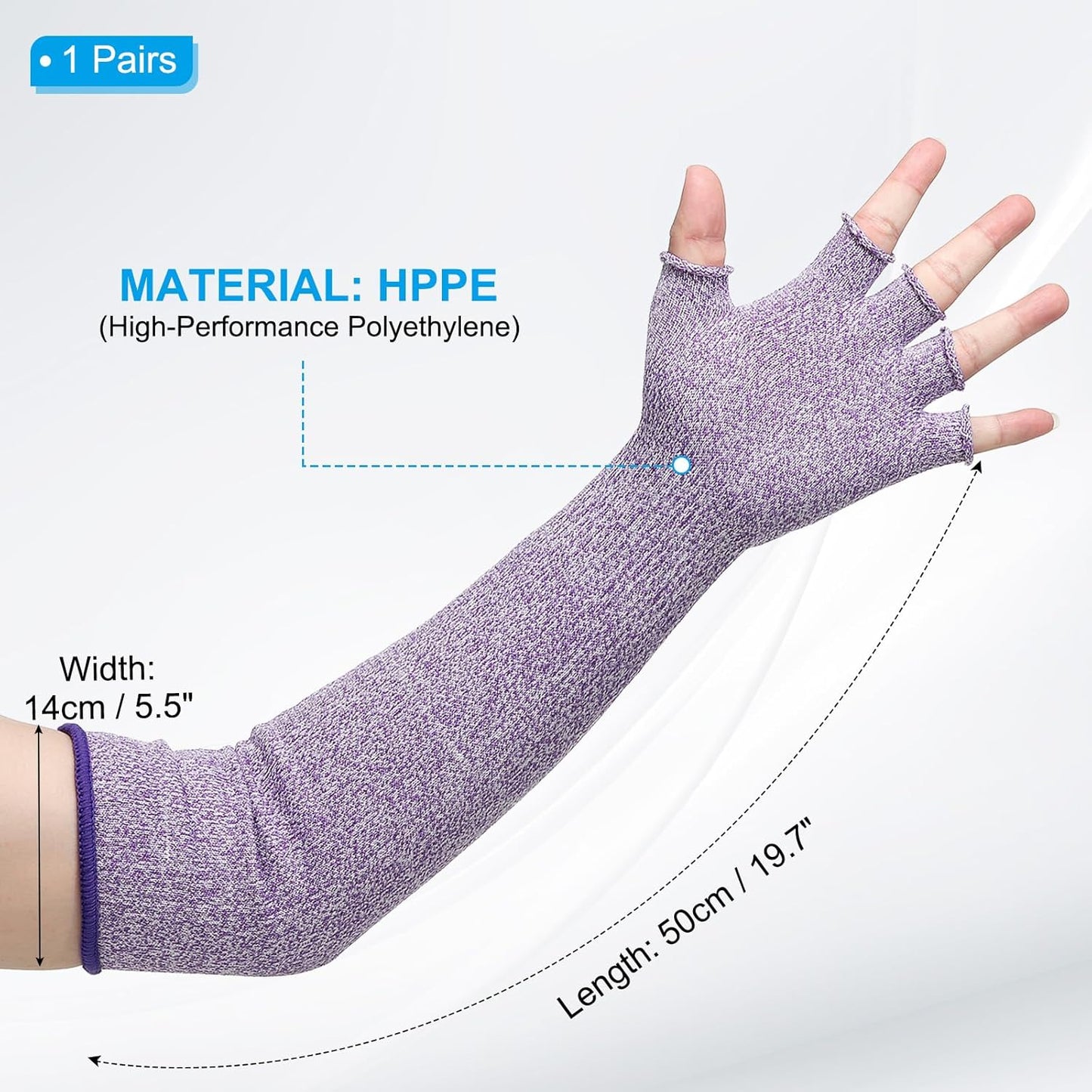 Cut Resistant Sleeves with Finger Grips Forearm Protective Sleeves Level 5 Protection Arm Safety Protectors Sleeves