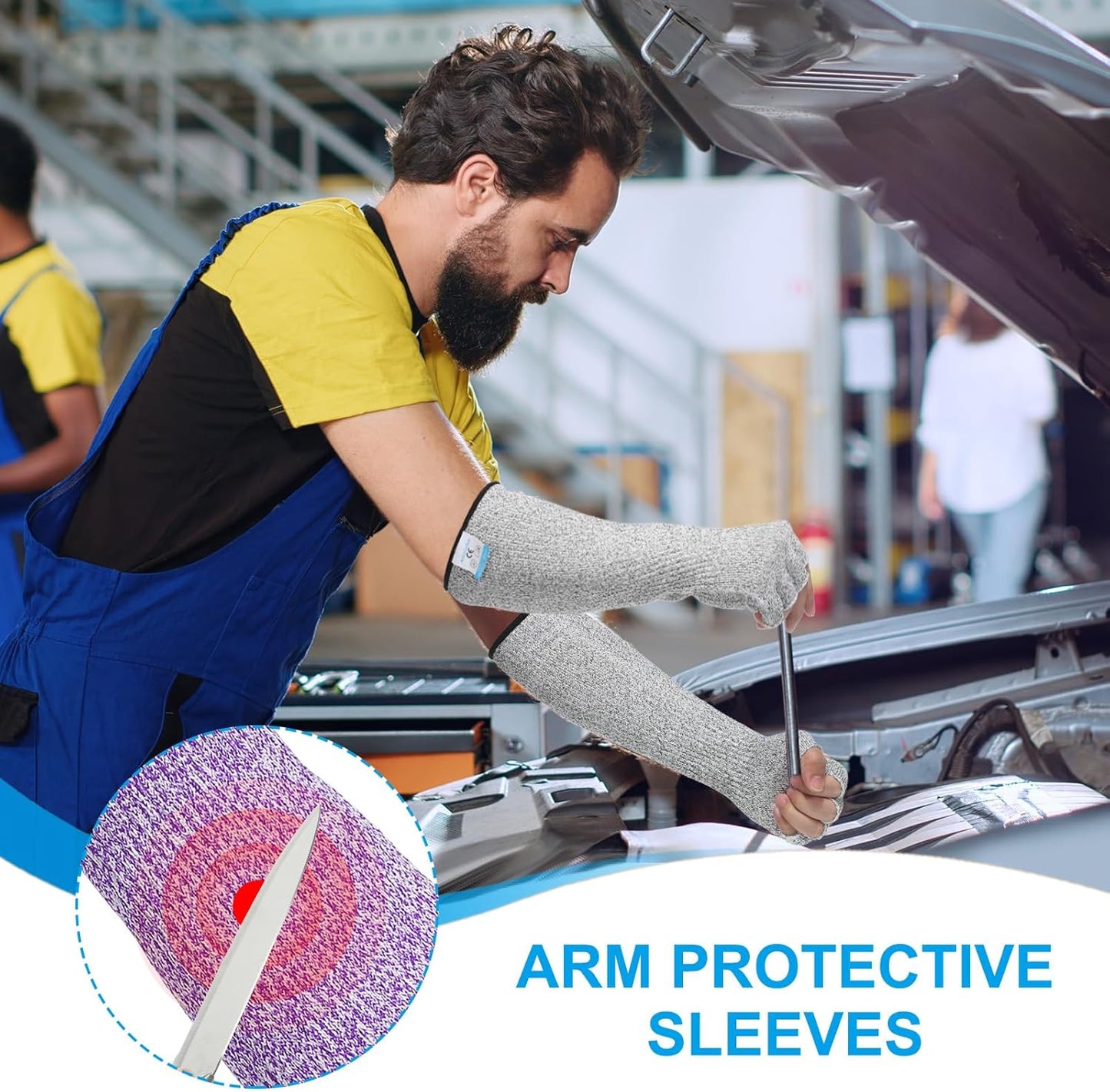 Cut Resistant Sleeves with Finger Grips Forearm Protective Sleeves Level 5 Protection Arm Safety Protectors Sleeves