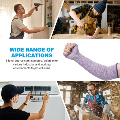 Cut Resistant Sleeves with Finger Grips Forearm Protective Sleeves Level 5 Protection Arm Safety Protectors Sleeves