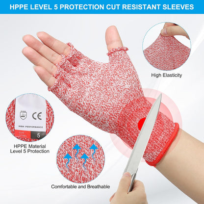 Cut Resistant Sleeves with Finger Grips Forearm Protective Sleeves Level 5 Protection Arm Safety Protectors Sleeves