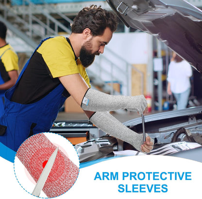 Cut Resistant Sleeves with Finger Grips Forearm Protective Sleeves Level 5 Protection Arm Safety Protectors Sleeves