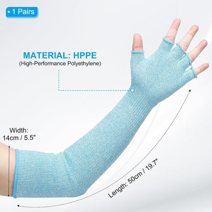 Cut Resistant Sleeves with Finger Grips Forearm Protective Sleeves Level 5 Protection Arm Safety Protectors Sleeves