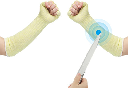 Cut Resistant Sleeves with Finger Grips Forearm Protective Sleeves Level 5 Protection Arm Safety Protectors Sleeves