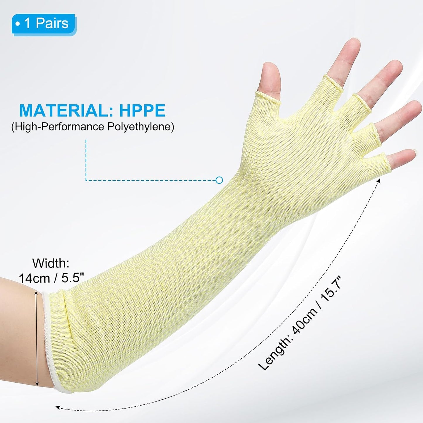 Cut Resistant Sleeves with Finger Grips Forearm Protective Sleeves Level 5 Protection Arm Safety Protectors Sleeves