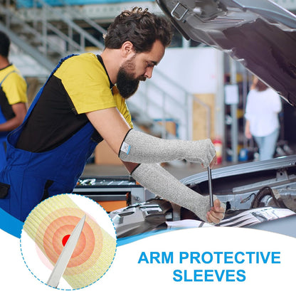 Cut Resistant Sleeves with Finger Grips Forearm Protective Sleeves Level 5 Protection Arm Safety Protectors Sleeves