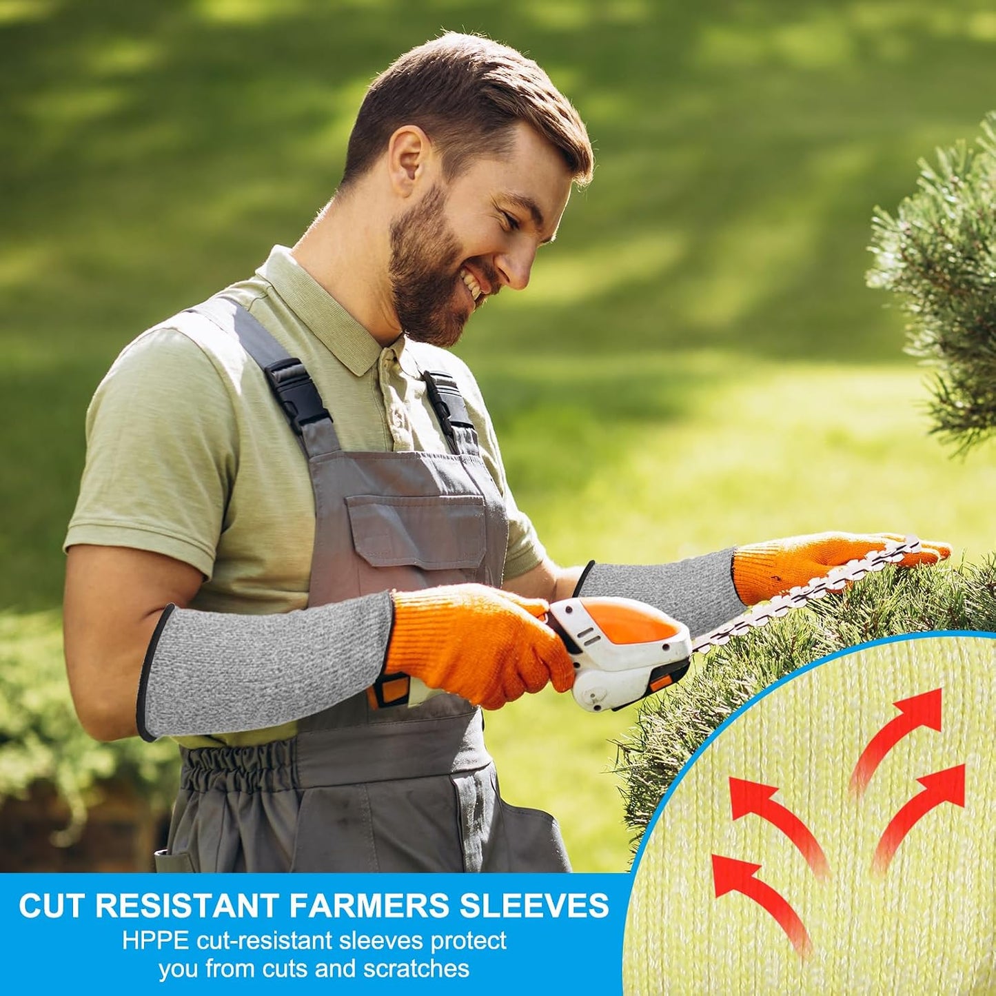 Cut Resistant Sleeves with Finger Grips Forearm Protective Sleeves Level 5 Protection Arm Safety Protectors Sleeves