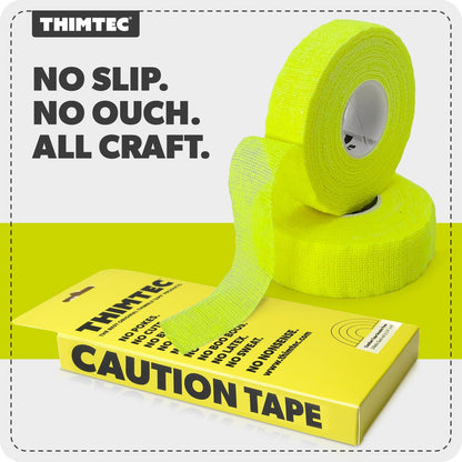 The Original Thimble Tape for Hand Sewing - Fully Adjustable Nail & Finger Protector - A Smarter Alternative to Classic Knitting Thimbles - Caution Tape, 2-Pack