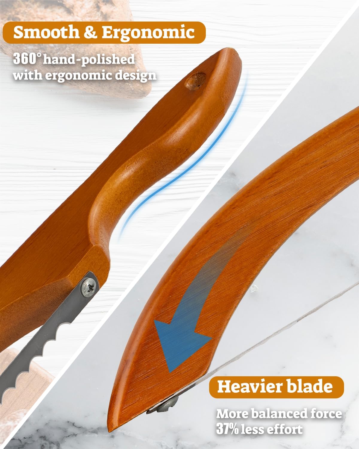 16.5” Bread slicer for Homemade Bread, Serrated Bread Knife for homemade bread with Bow Design, Premium Bread Knife, Bread Slicer, Bread Cutter for Bagels, Baguettes, Dark Brown Color