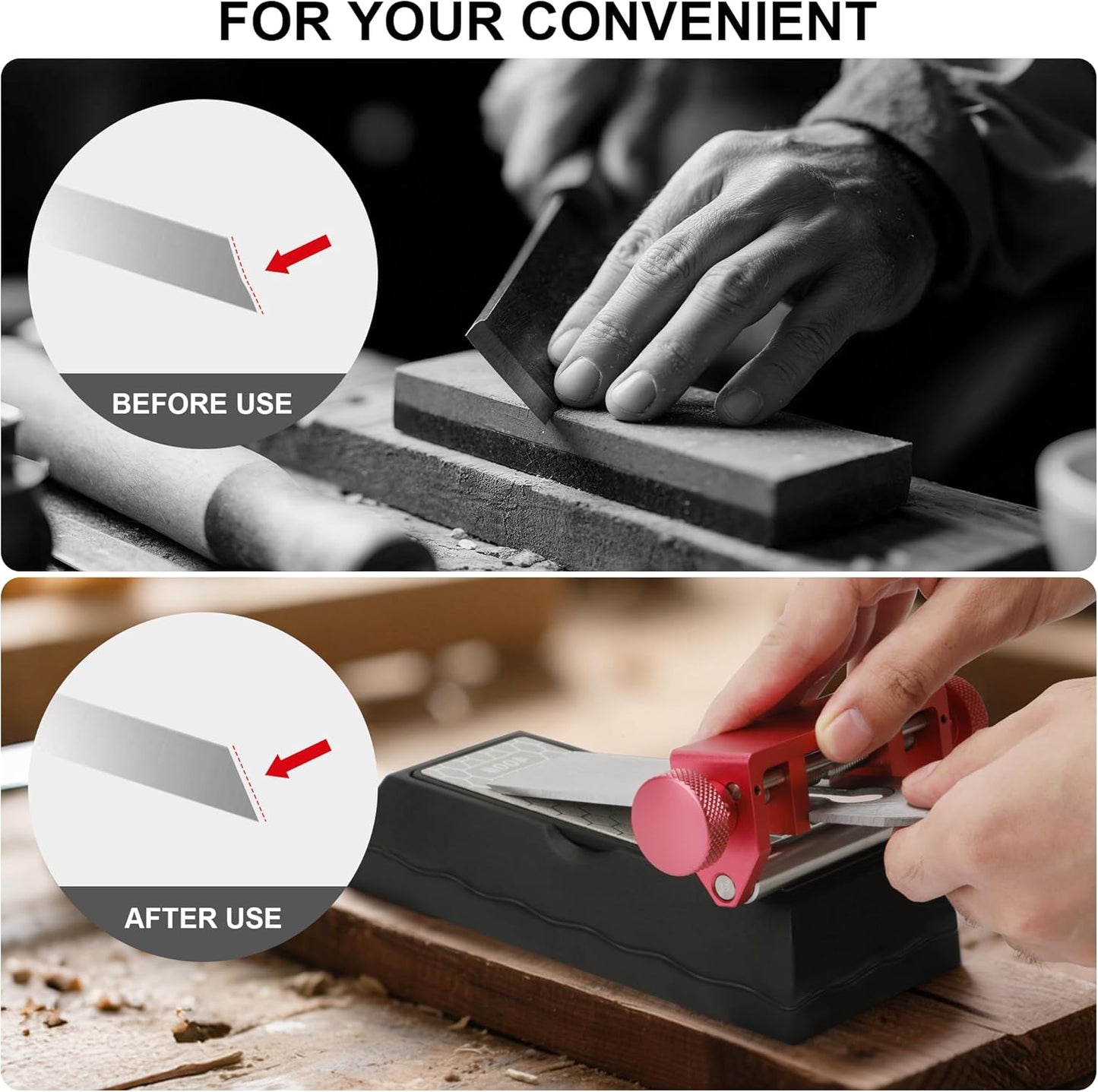 Chisel Sharpening Jig, Honing Guide for Woodworking Chisels and Planes Width 0.1" to 2.8", Metal Chisel Sharpening Kit with Angle Fixture and Angle Gague, Red Pink