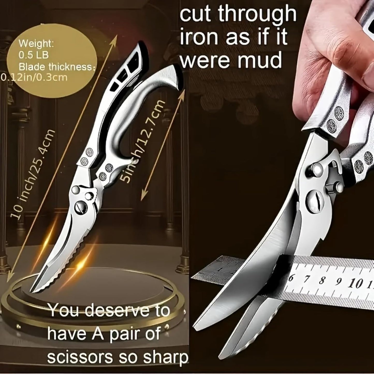 Professional Poultry Shears - Kitchen Shears for Spatchcocking Chicken and Meat Cutting, Multi-Purpose Kitchen Scissors for Food
