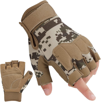 FIORETTO Fingerless Workout & Exercise Gloves for Gym, Weight Lifting, Airsoft, Shooting, Hunting, Hiking, Cycling, Driving, Motorcycle, Climbing M210603