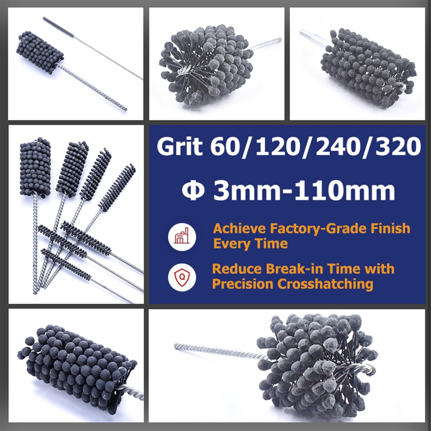 Garhgi 1-3/8" (35mm) Cylinder Honing Brush, 240 Grit Silicon Carbide Nylon Hone Tool, for Engine Cylinder Bore Deburring Finishing Deglazing Cleaning on Metals Steel Cast Iron