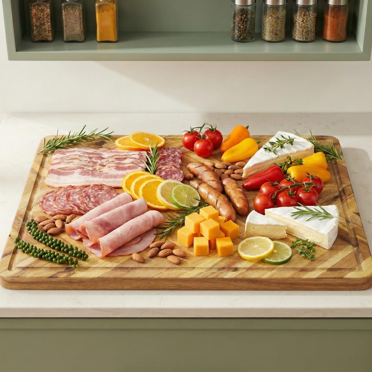 End Grain Acacia Wood Cutting Boards for Kitchen, 1.5 in Thick Butcher Block Construction for Stability, 15 x 10 in Medium Cutting Boards with Gift Box, Juice Groove and Handle