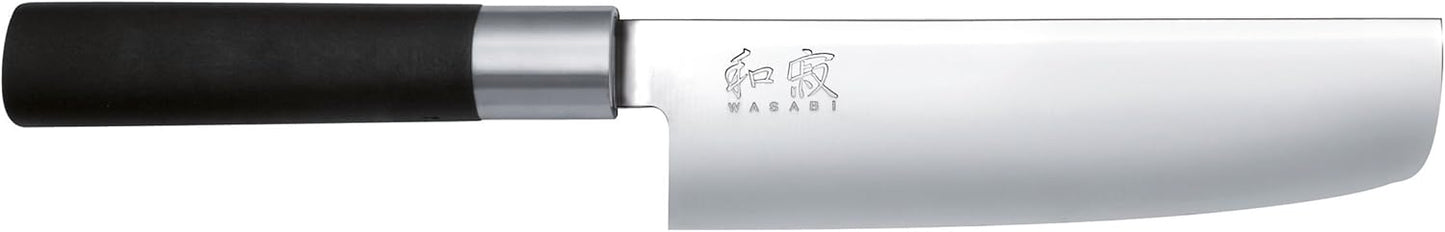 KAI Wasabi Black Stainless Steel Nakiri Knife, 6.5 Inch